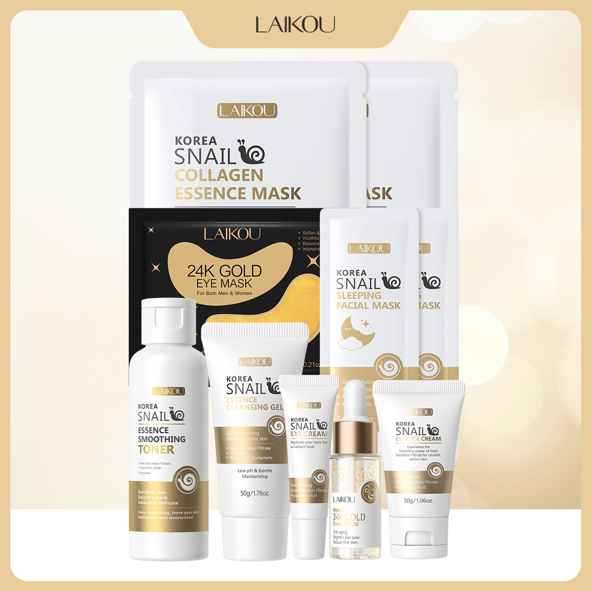 LAIKOU Snail 24K Gold Skincare - огляд і ціна Luxury Skincare Kit